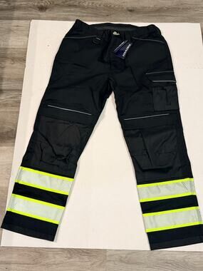 Portwest F142 Iona Plus Work Pants 38x31 NWT Black Hi Vis Reflective Cargo